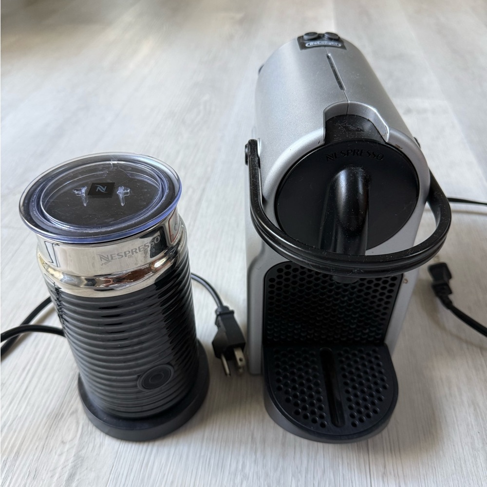 Nespresso Espresso Machine and Aeroccino Milk Frother - Silver & Black